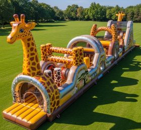 T7-3836 Giraffe Theme Inflatable Obstacle Course