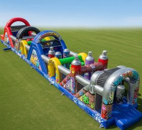 T7-3839 Graffiti Theme Inflatable Obstacle Course