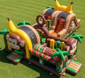 T7-3909 Monkey Theme Inflatable Obstacle Course
