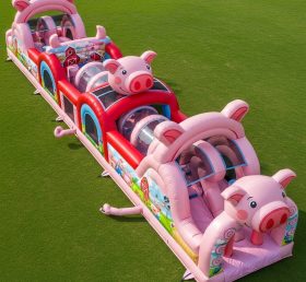 T7-3955 Pig Theme Inflatable Obstacle Course