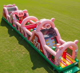 T7-3958 Pig Theme Inflatable Obstacle Course