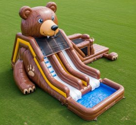 T8-5452 Bear Theme Inflatable Water Slide