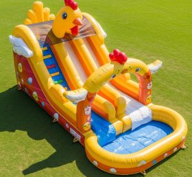T8-5487 Chicken Theme Inflatable Water Slide