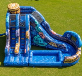 T8-5526 Cryptocurrency Theme Inflatable Water Slide