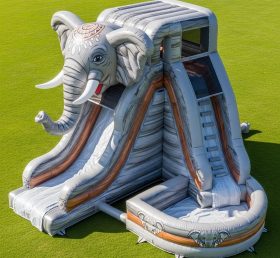 T8-5570 Elephant Theme Inflatable Water Slide