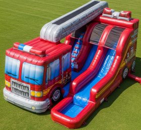 T8-5591 Firetruck Theme Inflatable Water Slide