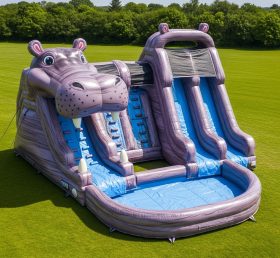 T8-5624 Hippo Theme Inflatable Water Slide