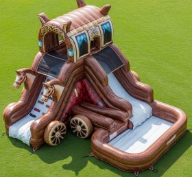 T8-5628 Horse Carriage Theme Inflatable Water Slide