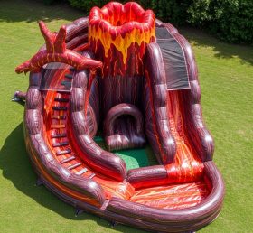 T8-5866 Volcano Theme Inflatable Water Slide