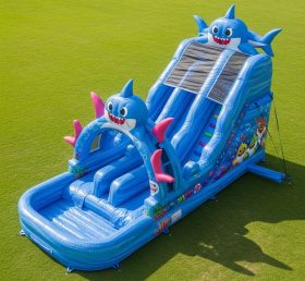 T8-7123 Baby Shark Theme Inflatable Water Slide