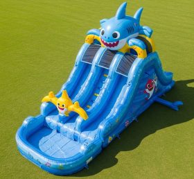 T8-7124 Baby Shark Theme Inflatable Water Slide