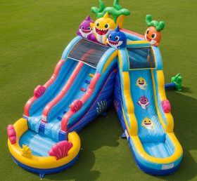 T8-7128 Baby Shark Theme Inflatable Water Slide