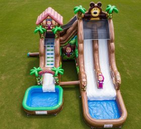 T8-7309 Masha and the Bear Theme Inflatable Water Slide