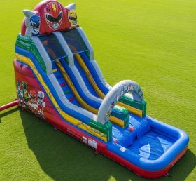 T8-7419 Power Rangers Theme Inflatable Water Slide