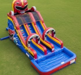 T8-7420 Power Rangers Theme Inflatable Water Slide