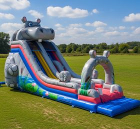T8-7775 Hippo Theme Inflatable Slide