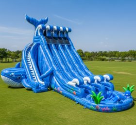T8-9242 Whale Theme Inflatable Water Slide