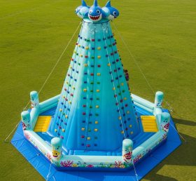 T11-4134 Baby Shark Theme Inflatable Climbing Wall
